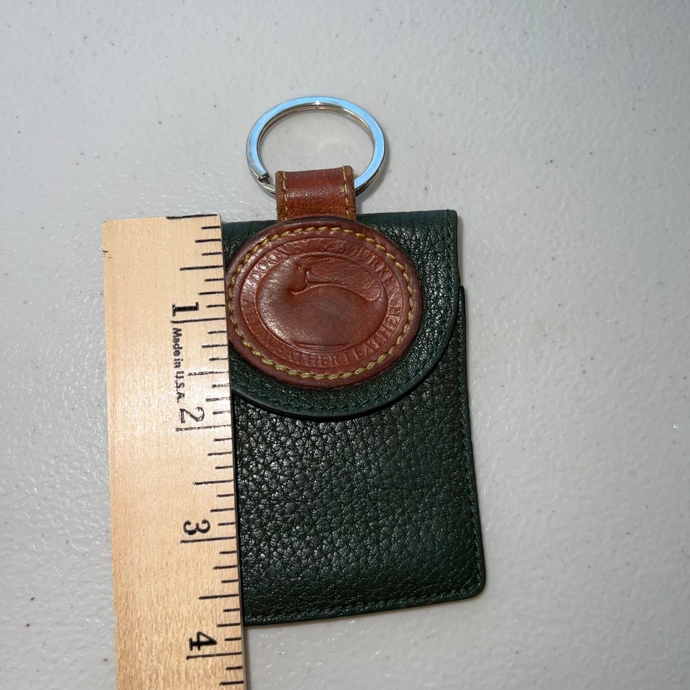 Vintage Dooney & Bourke Leather Key Ring Card Holder Green Brown - Picture 7 of 10